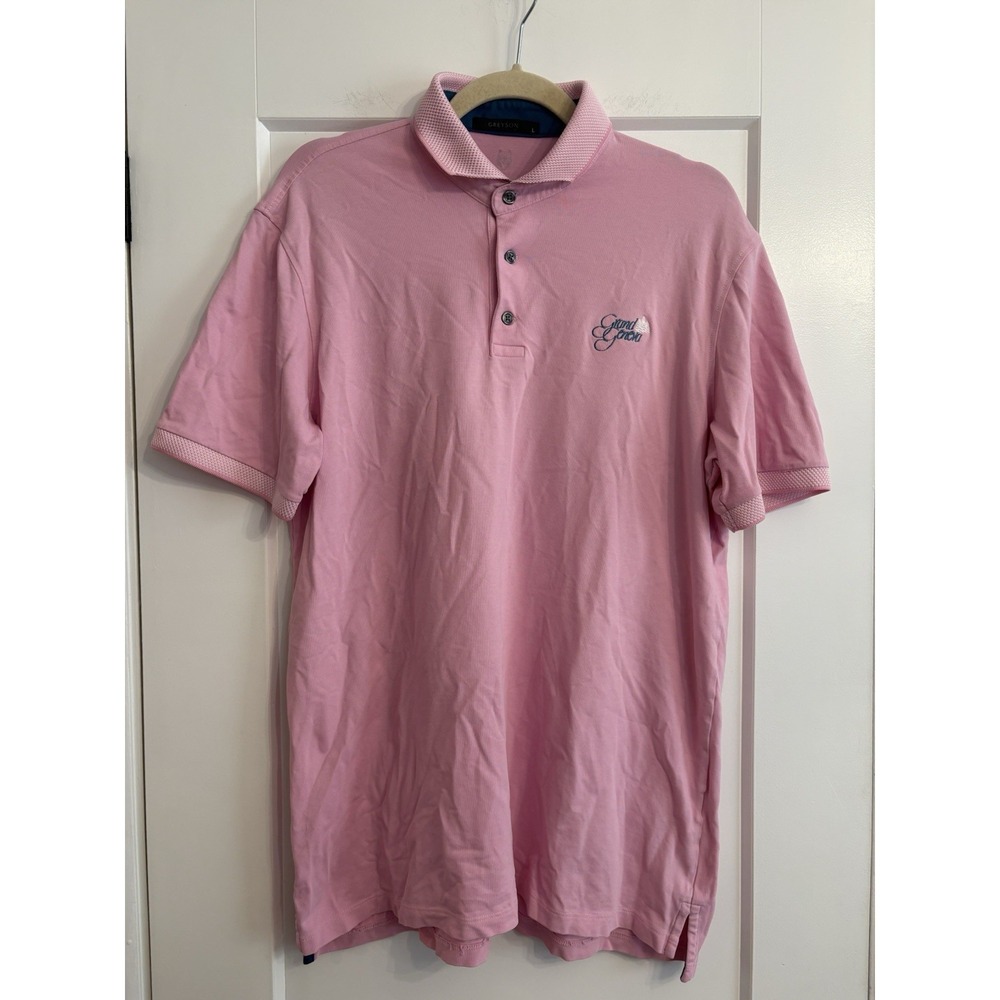Greyson Men's Large Pink Grand Geneva Golf Performance Polo Shirt